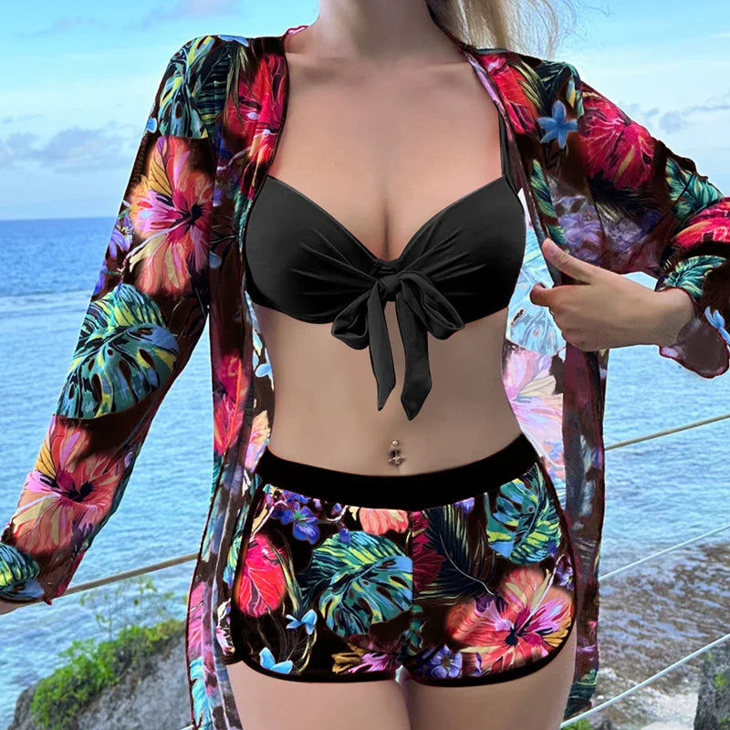 Canmol Floral Tankini Set: Stylish Two-Piece Swimwear for Women