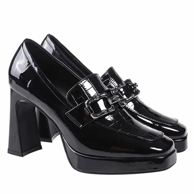 Canmol Chunky Platform Pumps: Stylish Square Toe High Heels for Office & Work