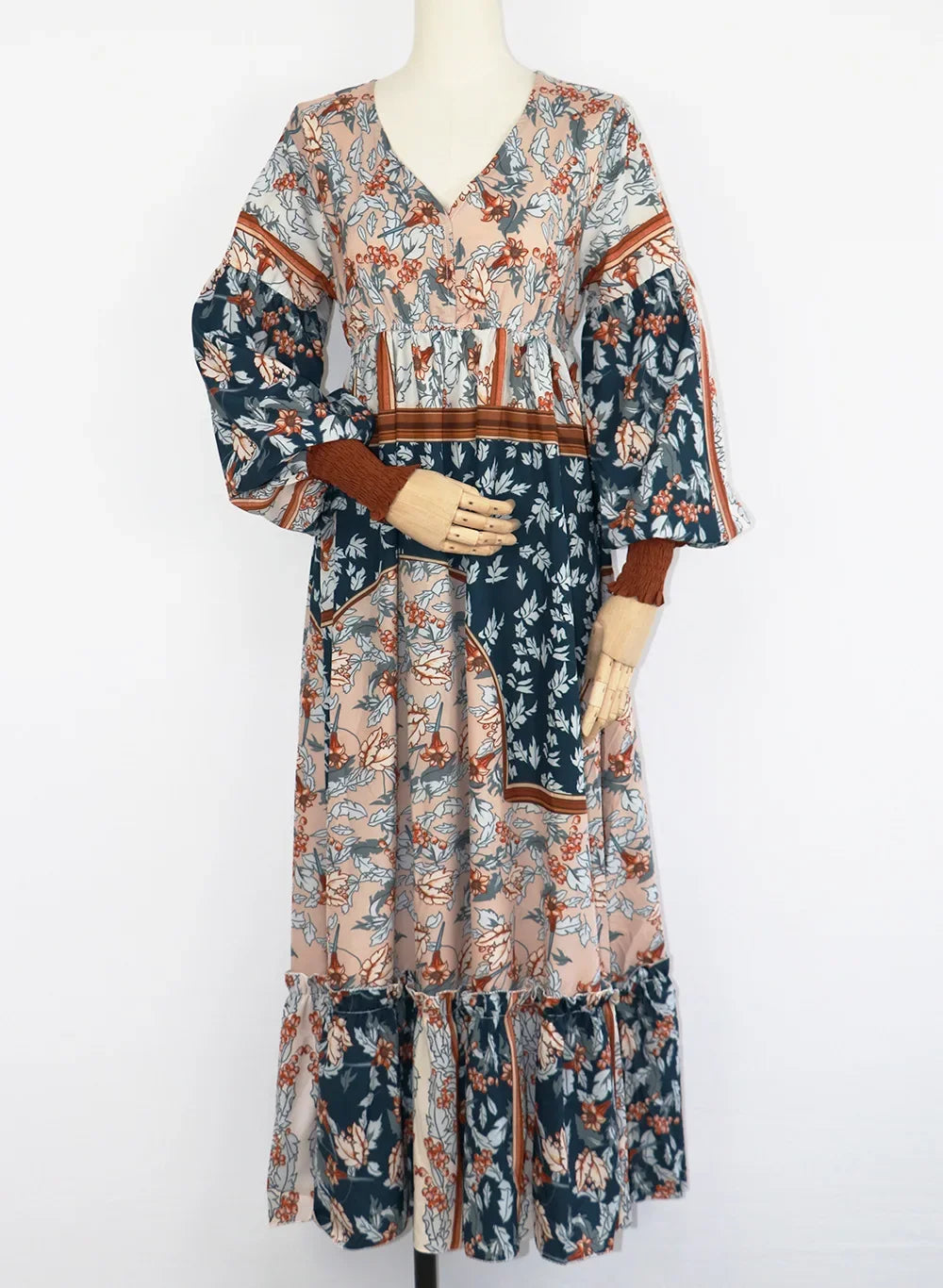 Bohemian Vintage Maxi Dress Ethnic Chiffon Runway Robes Floral Irregular Hippie Vestidos by Canmol.