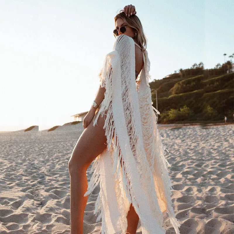 Canmol Crochet Tunic Bikini Cover-up Mini Dress Women Summer Beach Wear