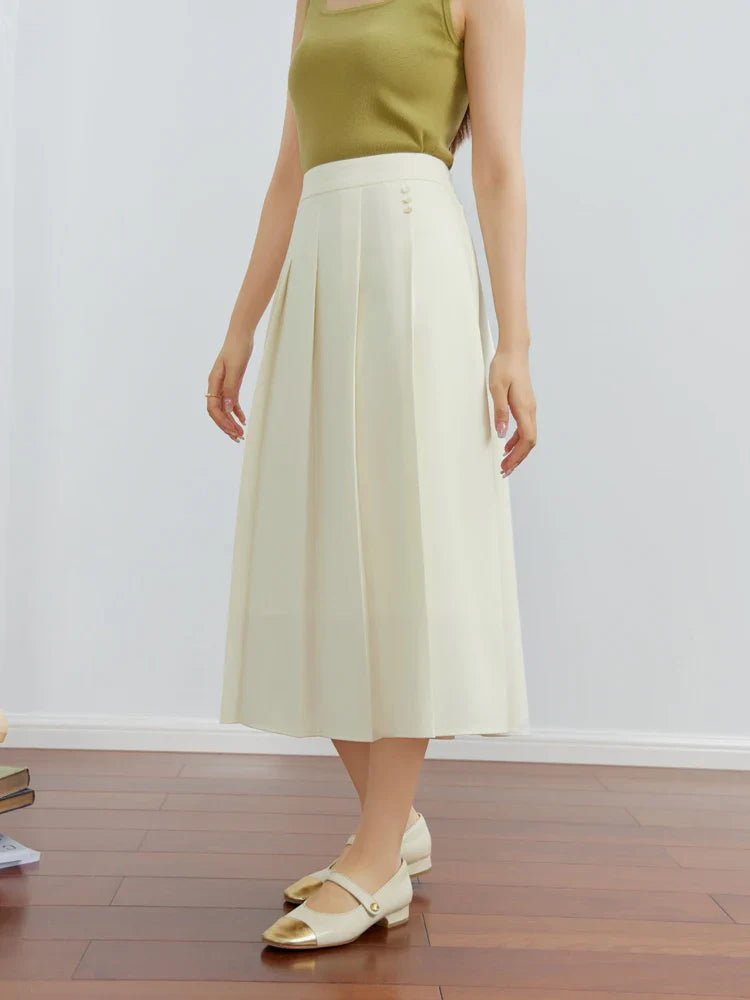 Canmol 2023 Autumn Gentle Wind Pleated High-waist Skirt