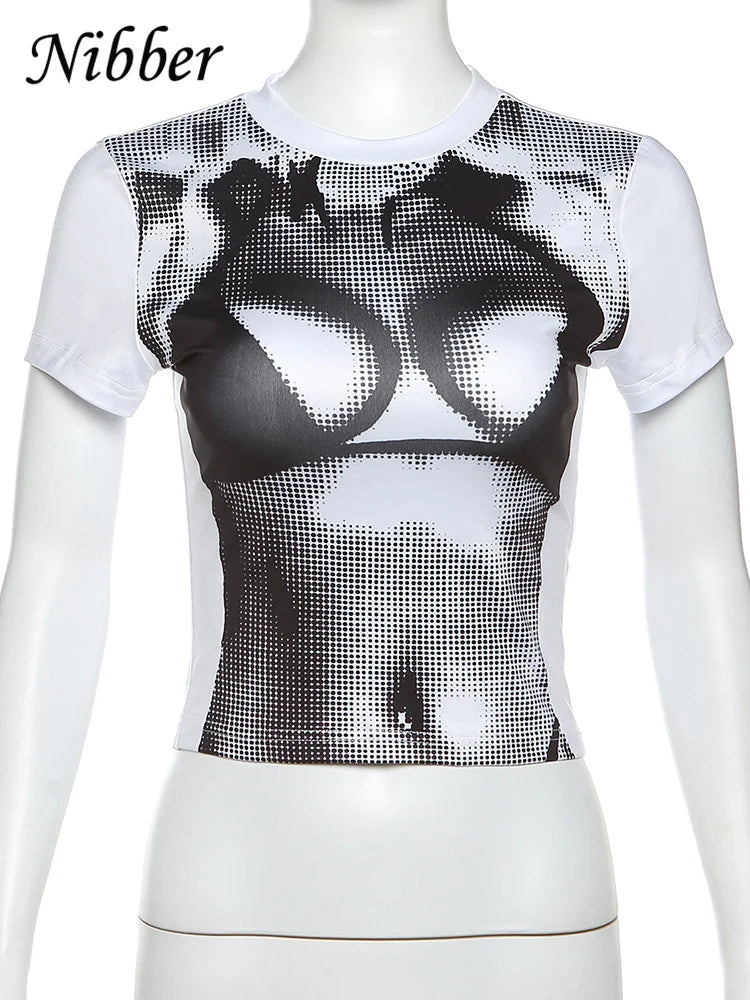 Canmol 3D Body Print Slim Fit Tee - Women's Fashion Streetwear Trend