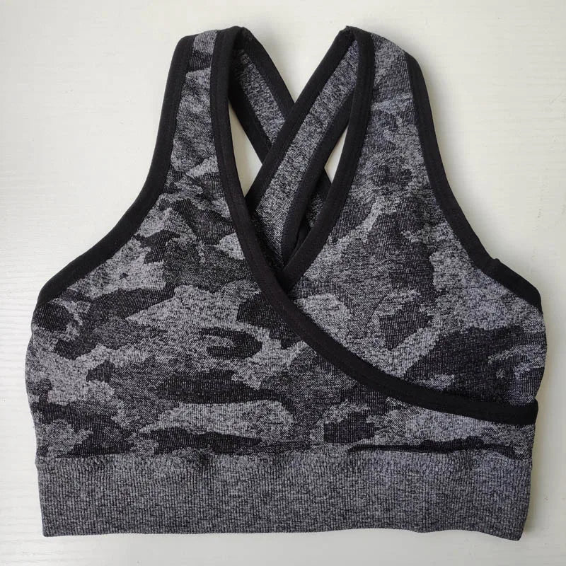 Canmol Camo Seamless Push Up Sports Bra for Fitness Running