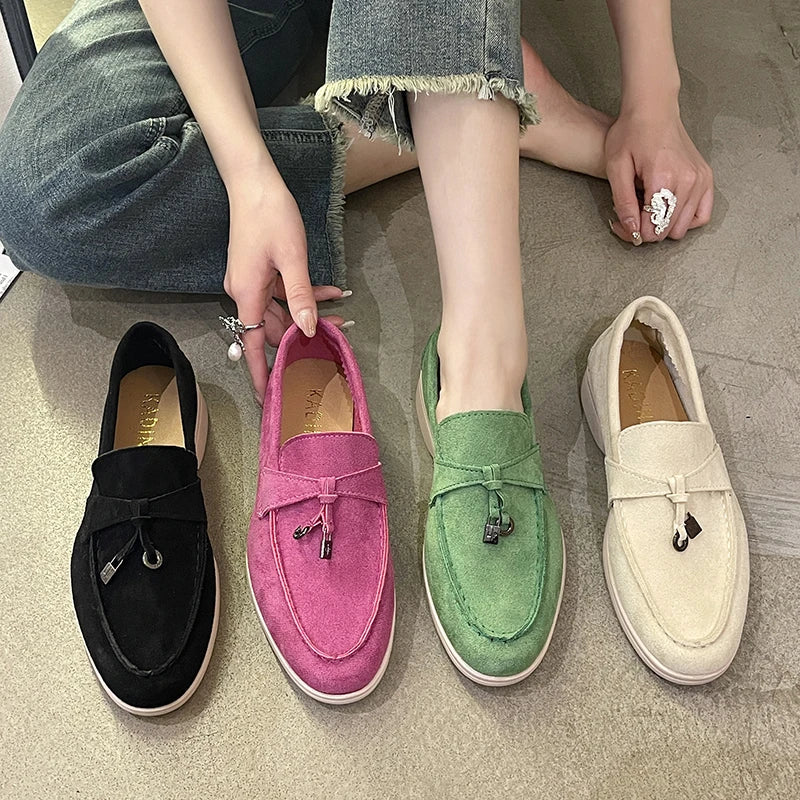 Canmol 2023 Spring Autumn Suede Platform Loafers: Trendy Women's Casual Flats for Walking