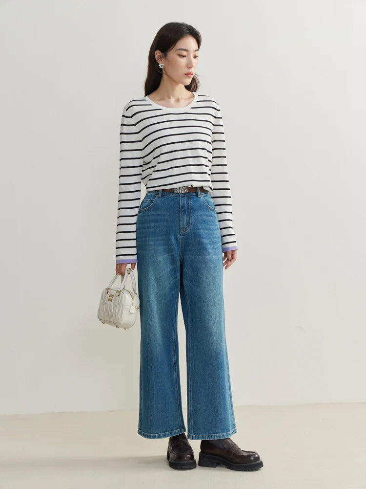 Canmol High Waist Colored Jeans: Retro Style & Loose Fit Women's Fashion Trousers