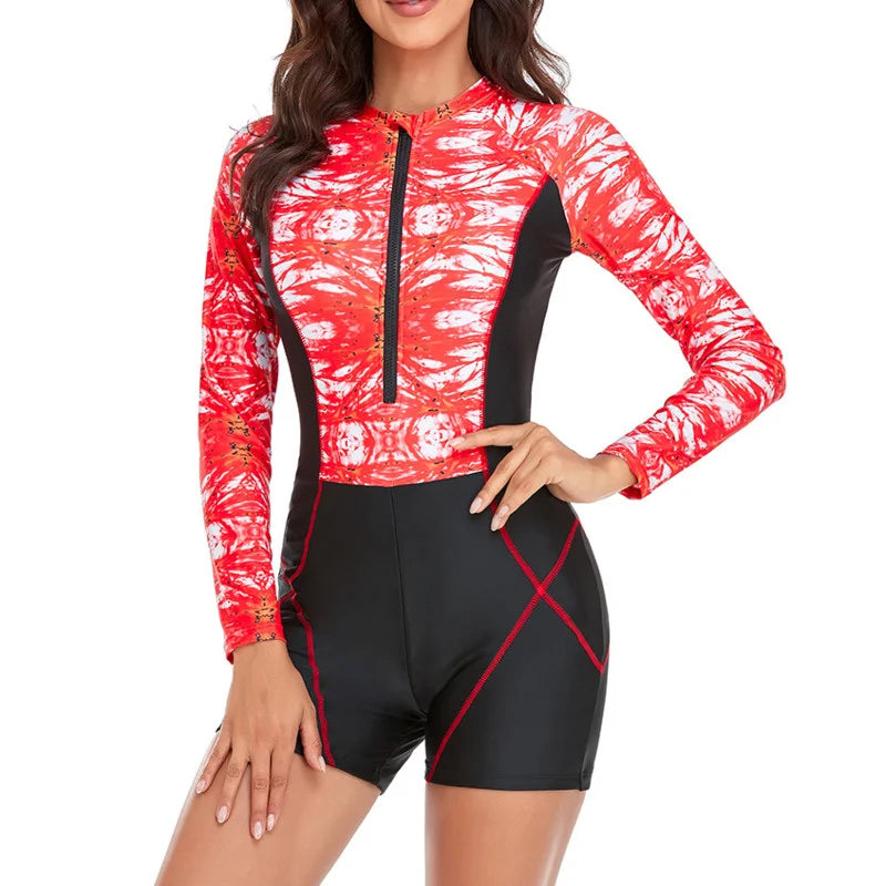 Canmol Long Sleeve One Piece Swimsuit for Women ��� Plus Size Sports Surfing Swimwear