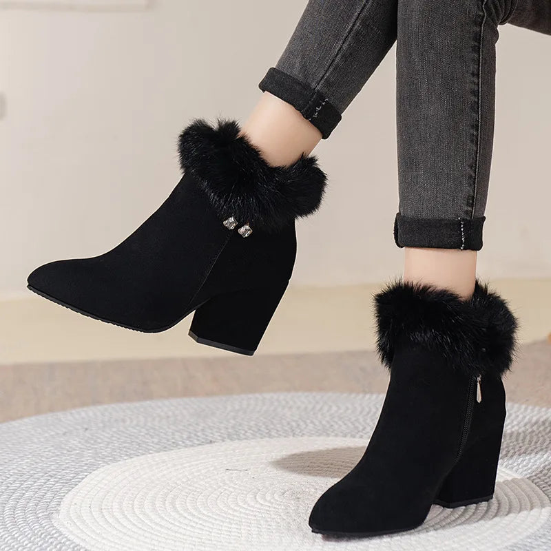 Canmol Luxe Rhinestone Ankle Boots: Warm, Stylish, Cozy, and Chic