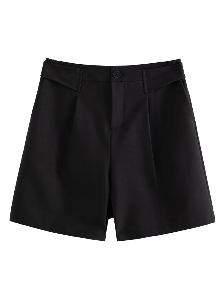 Canmol High Waist Black Shorts 2023 Summer New Style Office Lady Casual Fashion