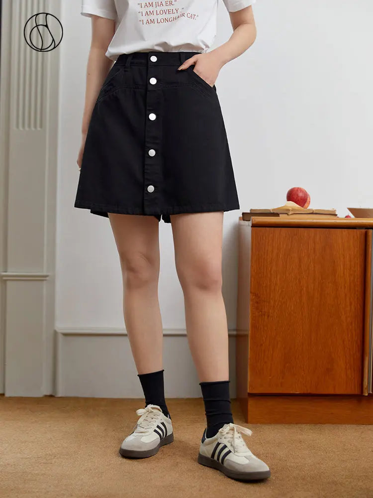 Canmol Denim Split Design Shorts Skirt for Women: Chic & Wide-leg Summer Style