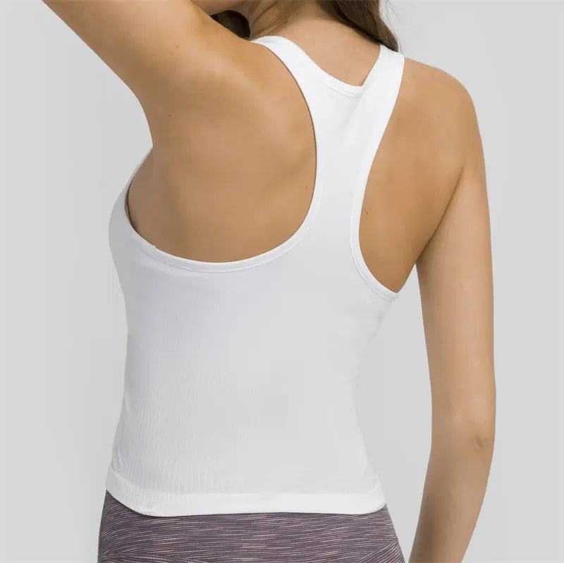 Canmol Seamless Racerback Tank Top with Built-In Bra - Women's Fitness Essential