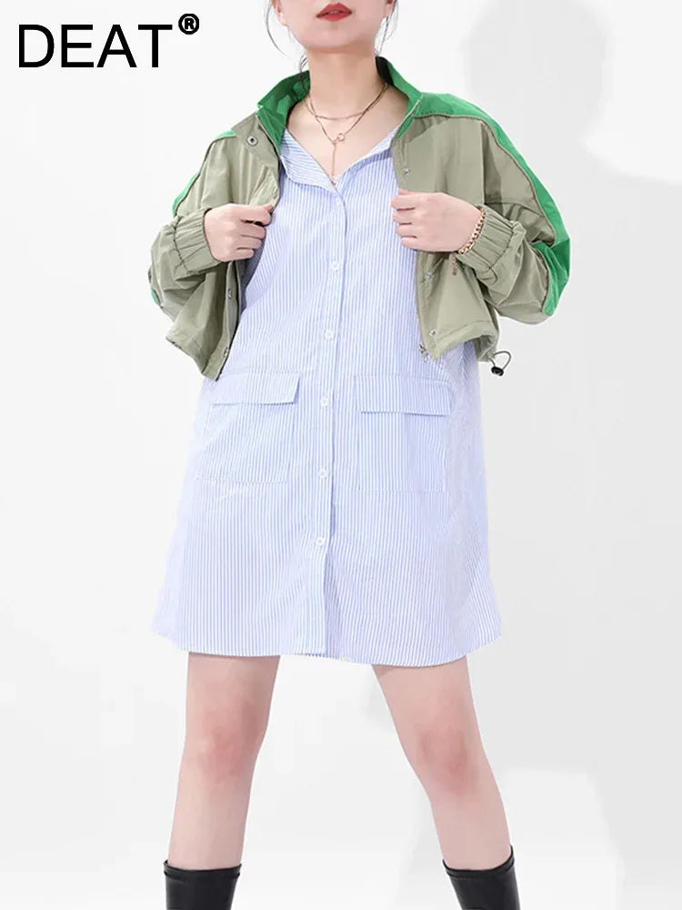 Canmol Stripe Jacket & Shirt Dress Set - Spring 2024 Collection