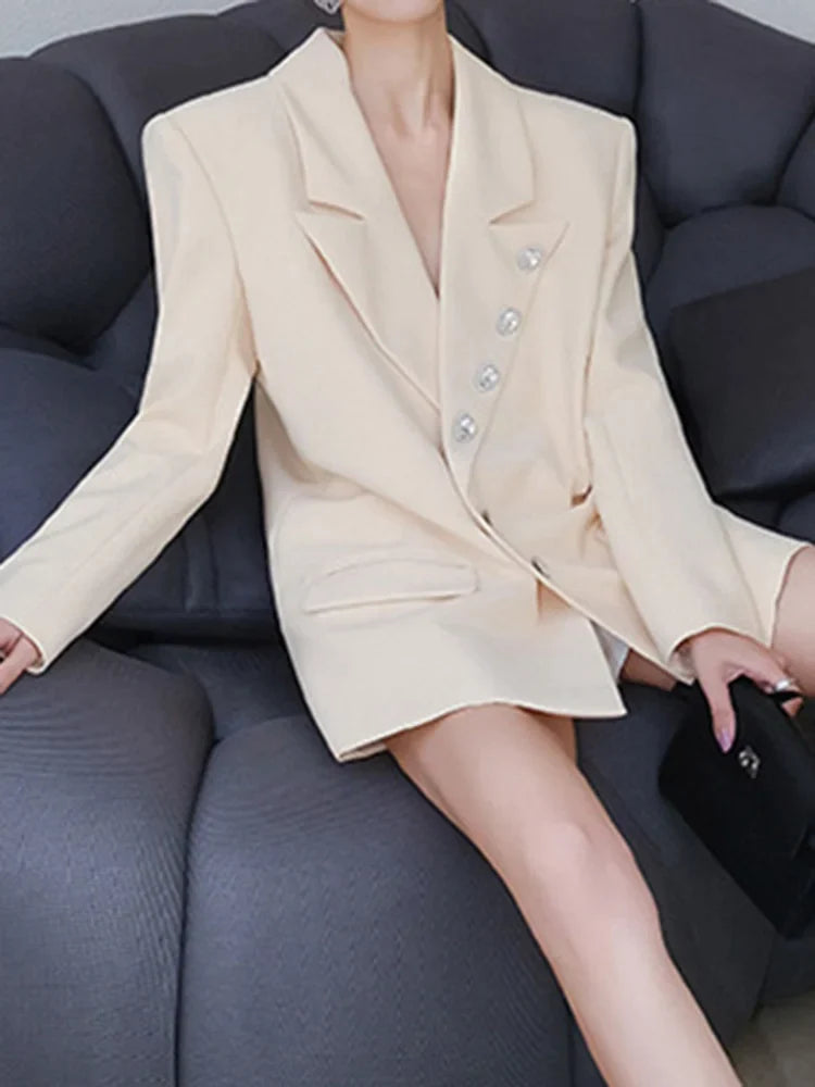 Canmol Heart Rhinestone Blazer: Stylish Women's Suit Jacket for Autumn 2024