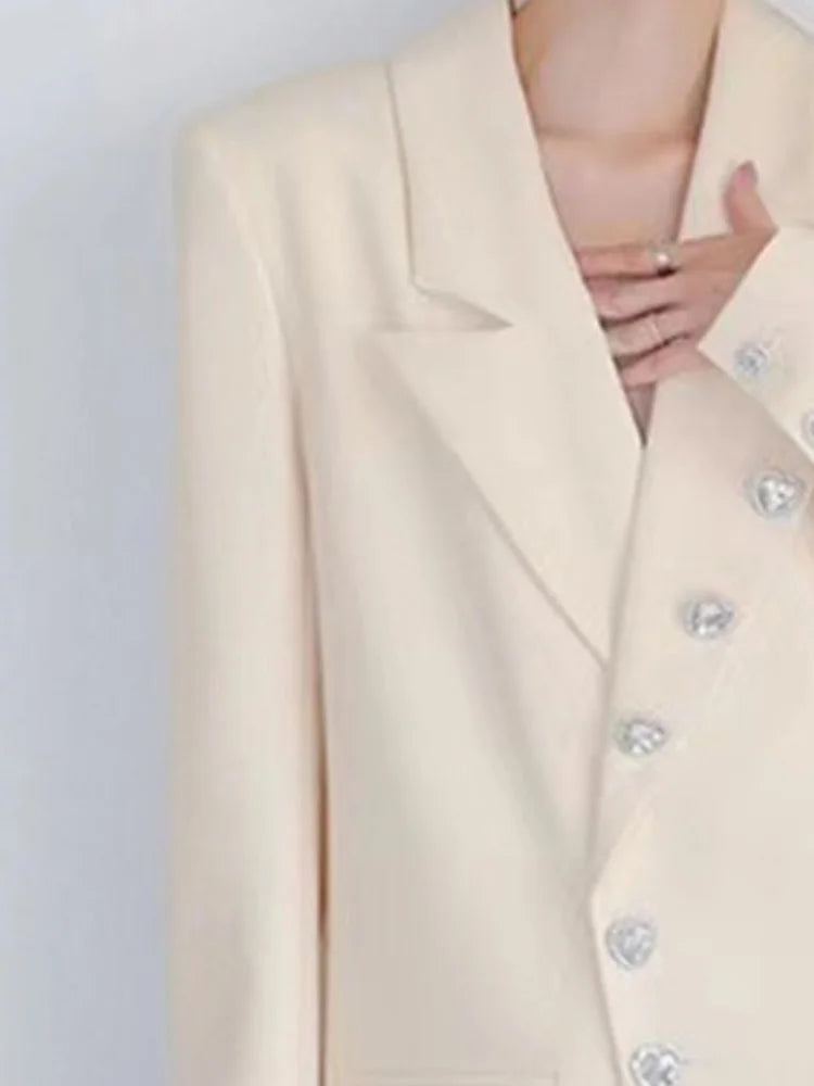 Canmol Heart Rhinestone Blazer: Stylish Women's Suit Jacket for Autumn 2024