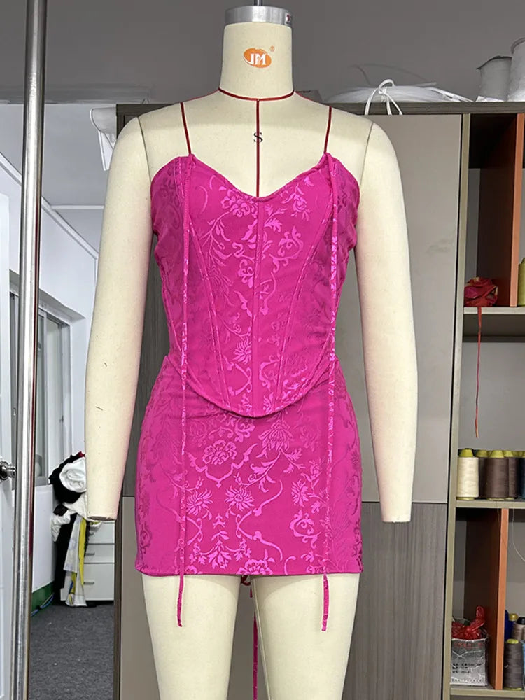 Elegant Strapless Crop Top & Mini Skirt Set by Canmol: Mozision Women's Fashion Two-Piece