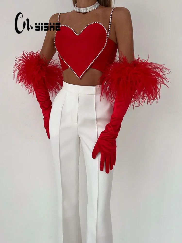Canmol Sparkle Sweetheart Crop Top - Sexy & Elegant Evening Clubwear for Women
