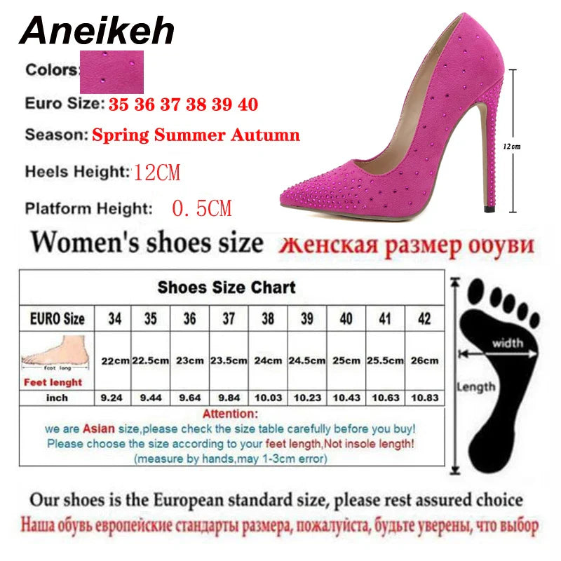 Canmol 2024 Spring/Autumn Crystal High Heels - Women's Elegant Flock Single Shoe