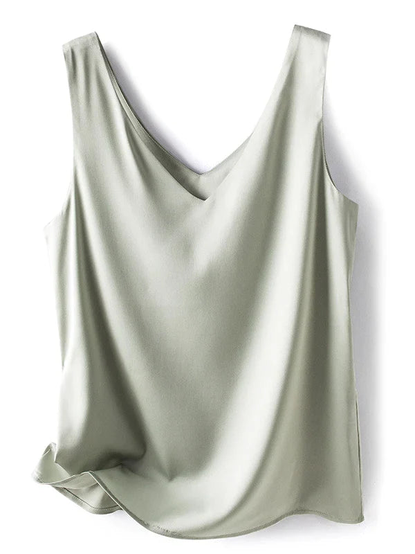 Canmol Silk Satin Sleeveless Blouse: Elegant Summer Tank Top for Women