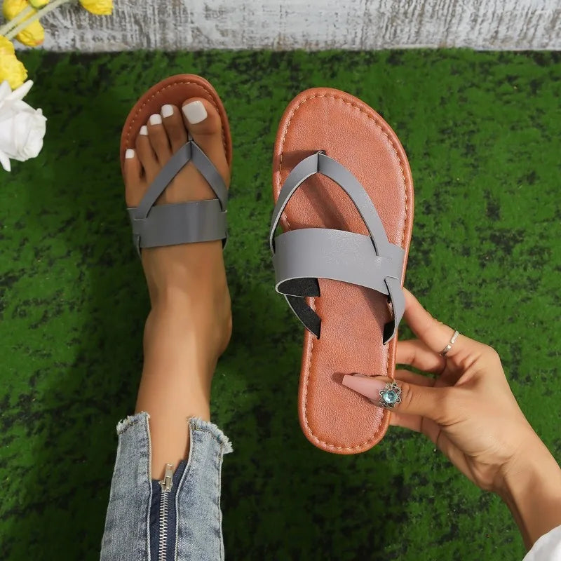 Canmol 2023 Summer Flats - Women's Fashion Sandals Slides Beach Slippers Bohemian Flip Flops