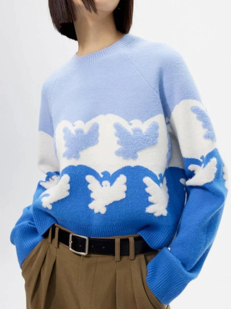 Canmol Elegant Pigeon Pattern V-neck Knit Cardigan for Women