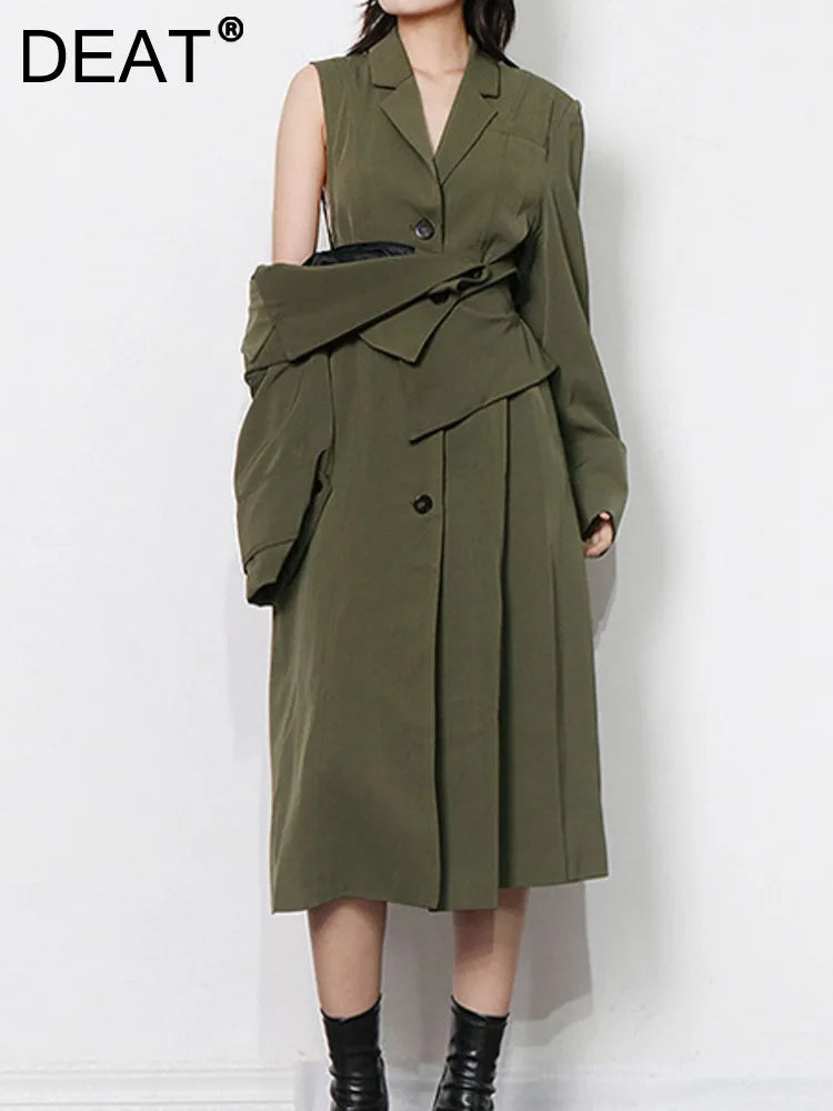 Canmol Windbreaker Trench Coat with Removable Sleeves - Spring 2024 Trendy Collection