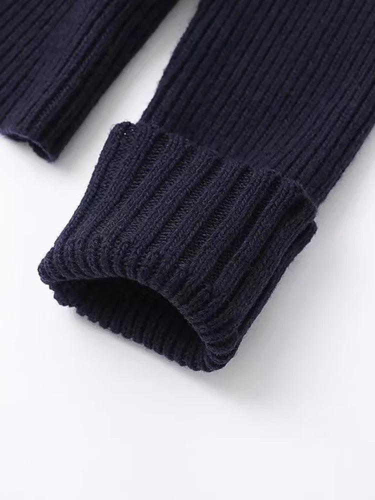 Canmol Denim Spliced Lapel Knit Cardigan | Blue Sweater Coat | Autumn 2024 Fresh